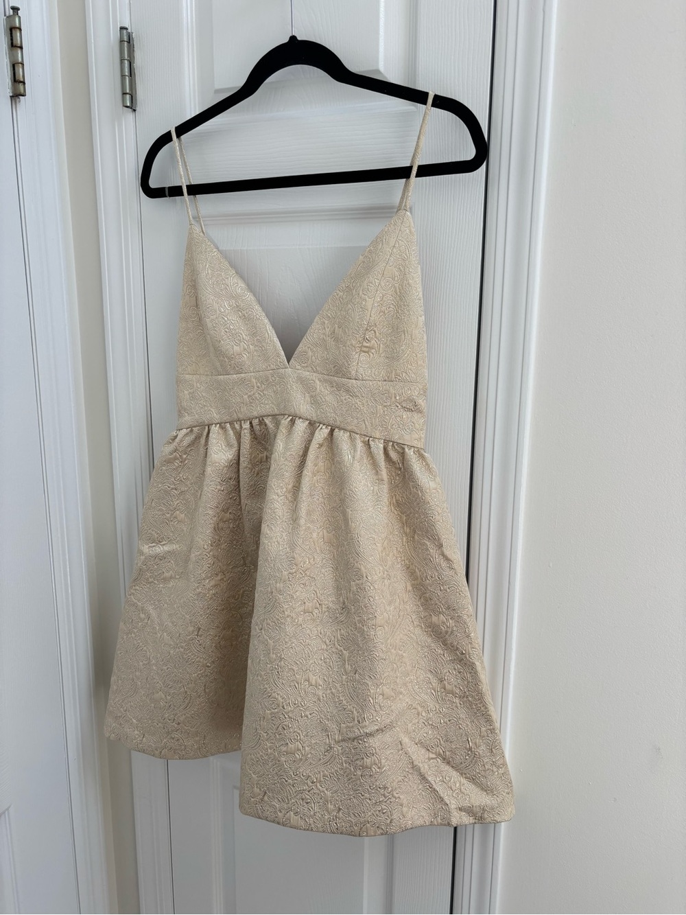 Alice + Olivia Cream Brocade Spaghetti-Strap Mini Dress